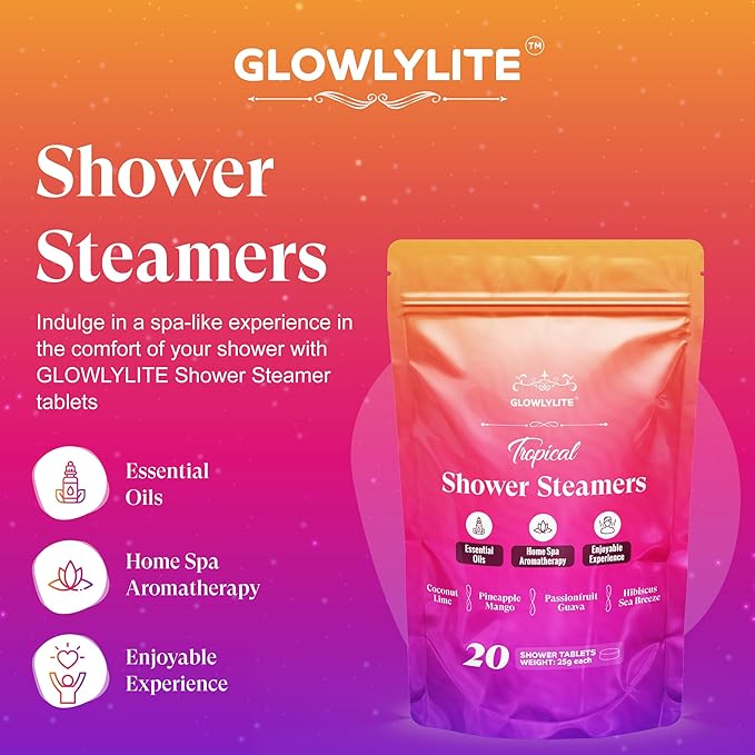 Shower Steamers Aromatherapy | 20 Pack Shower Steamers for Women & Men, Essential Oils for Stress Relief, Self Care, Gifts for Mom, Birthday, Stocking Stuffers & Christmas (Tropical)