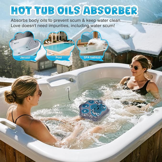 Hot-Tub-Scum-Absorber Paw Spa-Sponge-Oil-Absorbing-Sponge Reusable-Scum-Bug-Hot-Tub-Floating-Sponge-Remover Skimmer-Songe-Absorber Keep Water Cleaner Hot-Tub-Accessories Swimming Pool Cleaning
