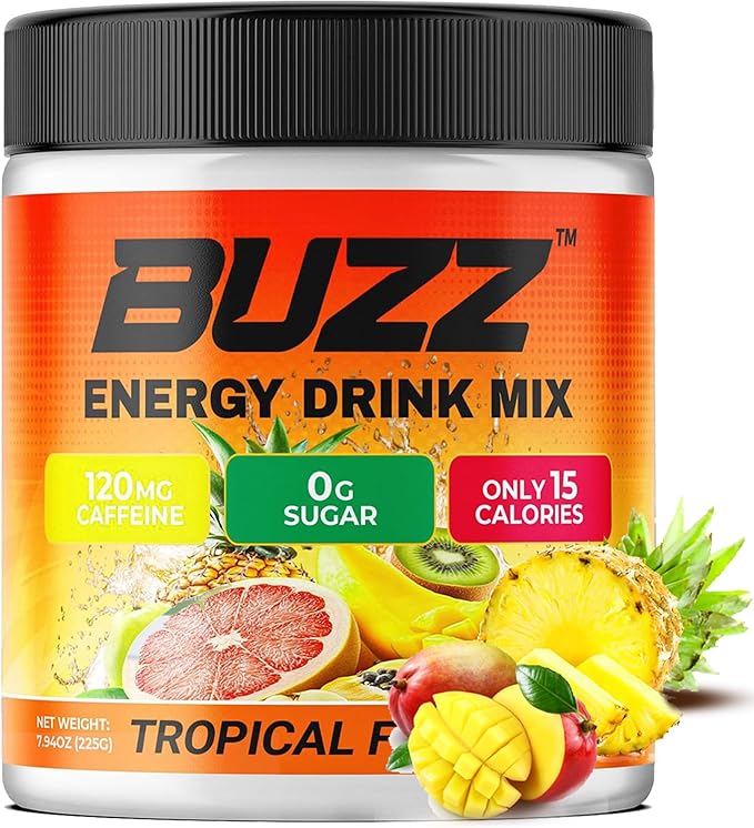 Energy Drink Powder - Energy Boost Drink Mix - Sugar-Free Energy with Antioxidants - Morning Kickstart and Sports Nutrition Endurance Product - 30 Servings, 8 Ounces (Tropical Fusion)