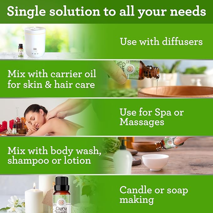 GuruNanda Tea Tree Essential Oil (0.5 Fl Oz) - 100% Pure, Natural and Undiluted Essential Oil for Diffusers - Perfect for Aromatherapy, Massages & DIY Recipes - Helps in Skin and Hair Care