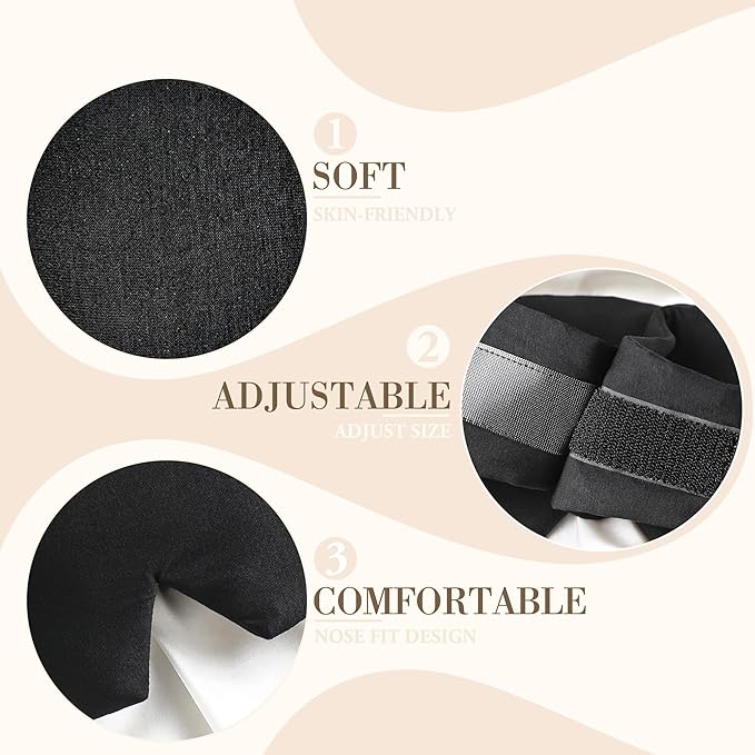 FRESHME Weighted Eye Mask for Sleeping - Black Cotton (0.7lb/11oz) Face Eye Cover Weighted Eye Pillow Oversize Large Soft Sleeping Mask with Nose Pad for Women Men Deep Sleep Essential