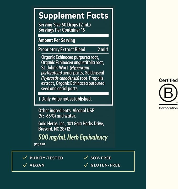 Gaia Herbs Echinacea Goldenseal Supreme - Goldenseal Root Herbal Nutrient Complex for Immune Support - Convenient Liquid Extract - Soy, Dairy & Gluten Free - 1 oz