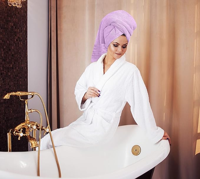 Utopia Towels 8 Piece Luxury Towel Set, 2 Bath, 2 Hand, and 4 Wash Cloths, 600 GSM Ring Spun Cotton, Highly Absorbent Viscose Stripe Towels, Ideal for Everyday use, Lavender