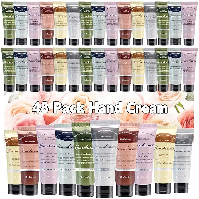 DincherBel 48 Pack Hand Cream Set - Travel Size Moisturizing Scented Hand Lotion for Dry Skin, Ideal Holiday Gift for Women