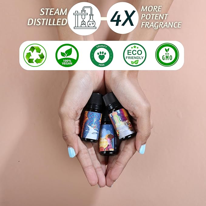 Folkulture Essential Oils for Diffuser Oil | Essential Oils Set of 3 Fragrance Oil Diffuser Oils | Diffuser Oils Scents for Home | Fragrance Oil for Diffuser | Oud Rose & Oud Tabac