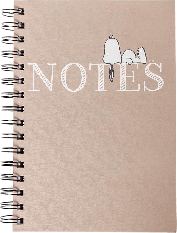 Graphique Snoopy Hardbound Spiral Journal, 160 Ruled Pages Hard Cover Notebook, Diary, Lists, Record Month and Date, Premium Paper, 6” x 8”