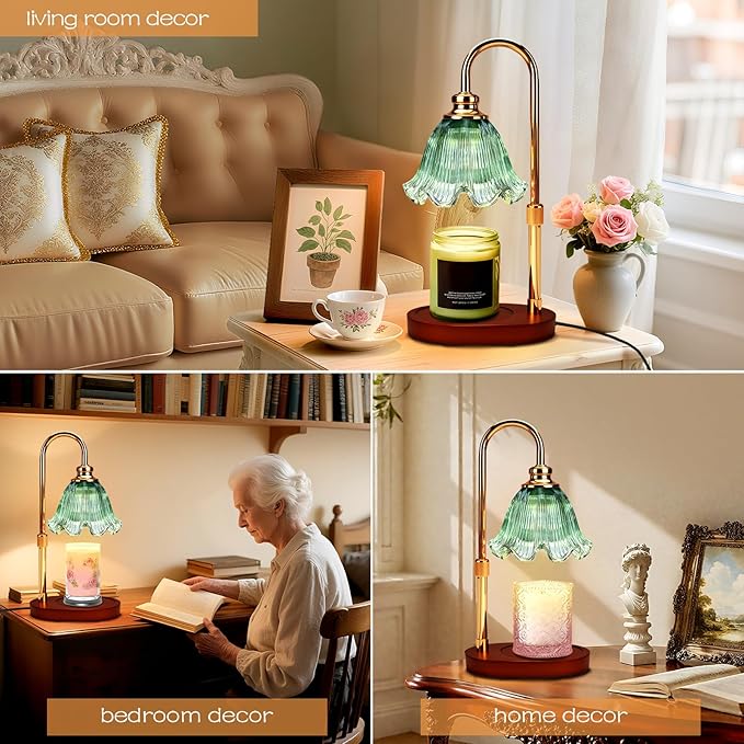 Candle Warmer Lamp with Timer Dimmable: Adjustable Height,3 Timing Mode, 4 Level Dimming - Home Bedroom Decor, House Warming Gift -Birthday Gifts for Mom,Women (Cyan)