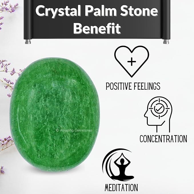 Amazing Gemstone Green Strawberry Quartz Crystals and Healing Stones - Large Palm Stone Crystals Piedra - Crystal for Good Luck, Positive Energy, Meditation - Unique Stocking Stuffers Gifts for Women