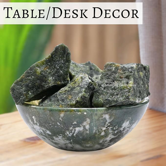 Amazing Gemstone Green Jade Raw Crystals and Healing Stones, Natural Rocks for Tumbling - DIY Raw Stones and Crystals, 2 Pieces