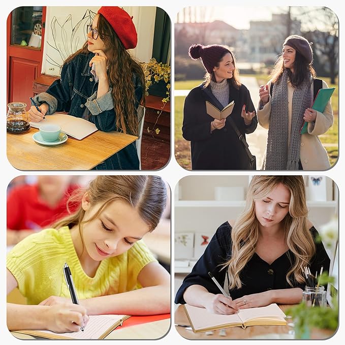 CAGIE 4 Pack Lined Journal Notebook for Women and Girls 256 Pages Cute Diary with Heart-Shaped Leather Journals for Writing A5 Soft Cover Notebooks for Work School, Silver