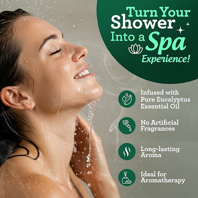 GuruNanda Eucalyptus Vapor Shower Tablets, Clean-Dissolving Aromatherapy Shower Steamers with Eucalyptus & Menthol, Promotes Relaxation, Ideal for Gifting, 30 Count