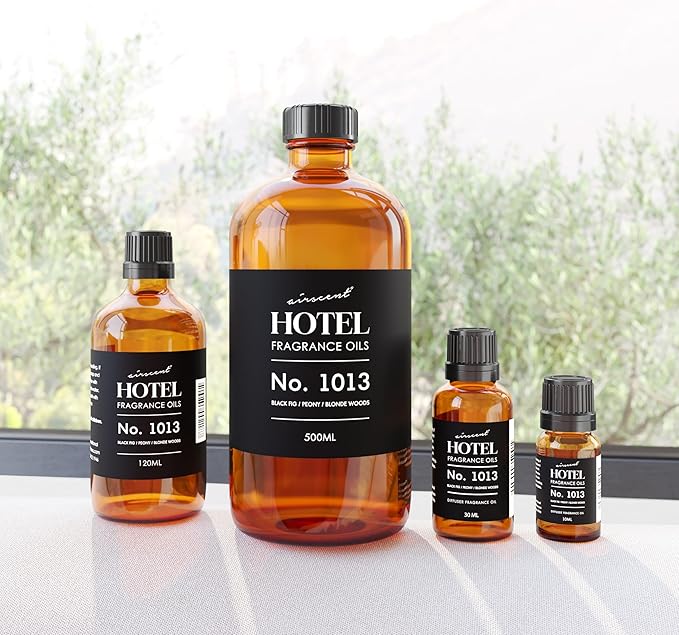 AirScent Hotel Diffuser Oil No. 1013 - Black Fig Peony Blonde Woods - Hotel Scent Dupe - Premium Fragrance Oil for Ultrasonic and Waterless Diffusers and Crafting - 500 mL, 16.9 fl oz Glass Bottle