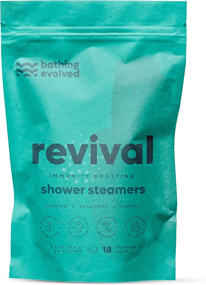 Revival Immune Shower Steamers Aromatherapy – with Natural Eucalyptus for Shower & Vitamin D3 for Stress & Cold Relief – Long-Lasting Steamers for Relaxation & Sinus Support (18 Pack)