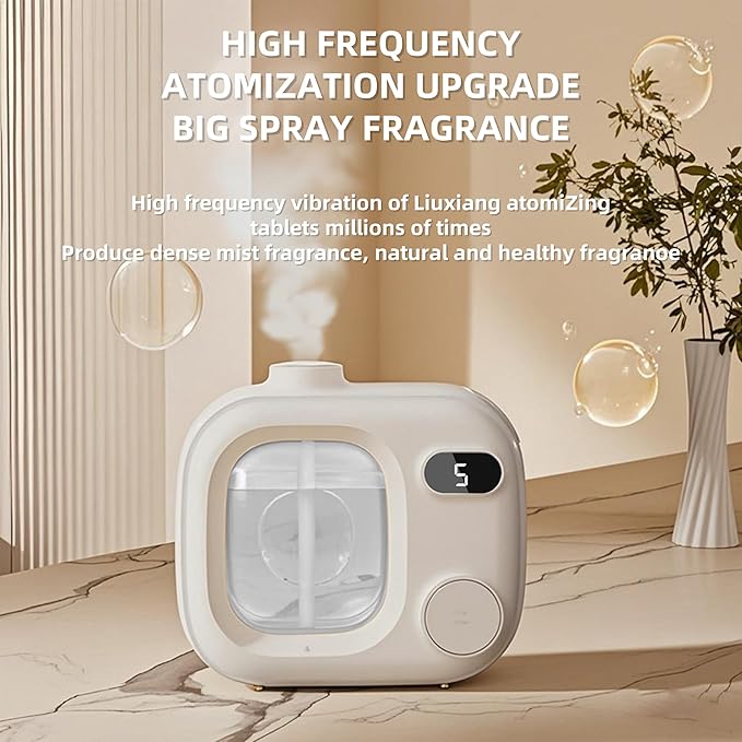 Cute Mini Aromatherapy Diffuser - Ultrasonic Essential Oil Difusor with 5 Mist Levels Smart Scented Cordless Air Fragrance Machine for Home Office Bathroom Hotel and Car White Tea