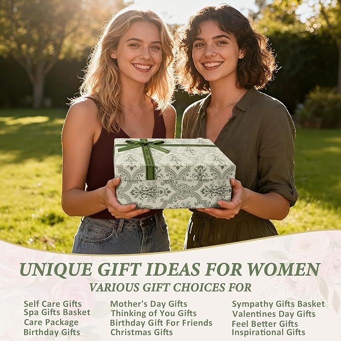 Golray Spa Gifts for Women Self Care Get Well Soon Basket Set with Mug, Thinking of You Relaxing Spa Christmas Birthday Gift for Mom Her Wife Sister Friend Grandma (Green)