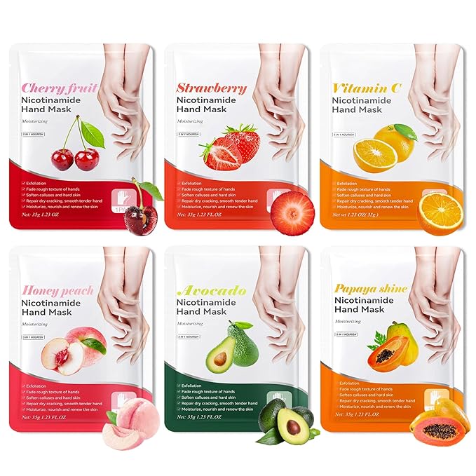 6PCS Hand Masks,Hydrating Hand Masks Moisturizing Gloves Overnight for Dry Cracked Hands,Daily Hand Care Hand Masks Gift Set for Women and Men N