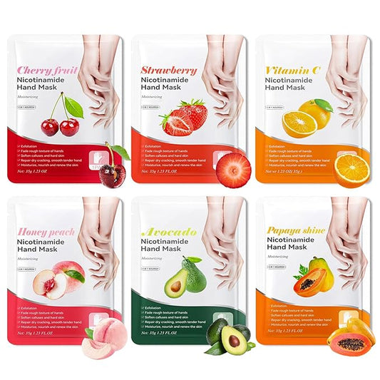 6PCS Hand Masks,Hydrating Hand Masks Moisturizing Gloves Overnight for Dry Cracked Hands,Daily Hand Care Hand Masks Gift Set for Women and Men N