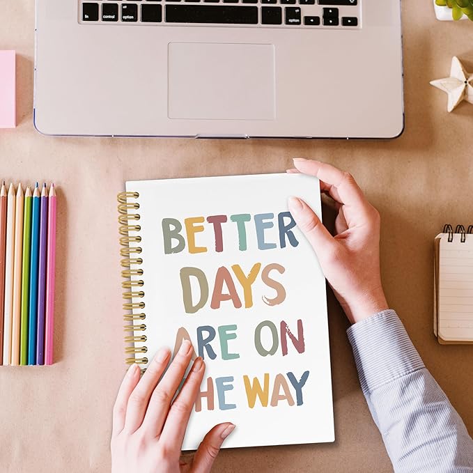 Boho Mental Health Spiral Notebook, Positive Affirmation Journaling Notebooks for Women, Mental Health Hardcover Journals for Office 160 Pages 5.5 x 8.3 Inch, Inspirational Motivational Gifts