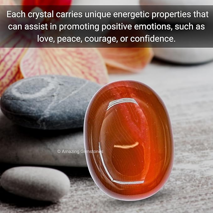 Amazing Gemstone Red Onyx Crystals and Healing Stones - Large Palm Stone Crystals Piedra - Crystal for Good Luck, Balanced Positive Energy, Meditation - Unique Stocking Stuffers, Gifts for Women, Men