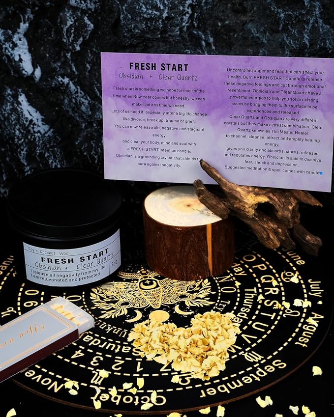 Crystal Candles, Healing Magic Candles, Mind-body Meditation Candles,Gifts to Encourage Women, New Job Gifts.(FRESH START)