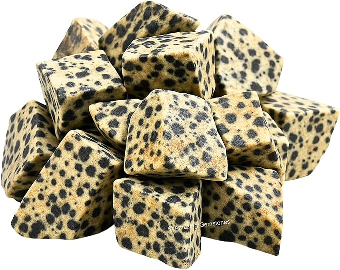 Amazing Gemstone Dalmatian Jasper Raw Crystals and Healing Stones, Natural Rocks for Tumbling - DIY Raw Stones and Crystals, 2 Pieces