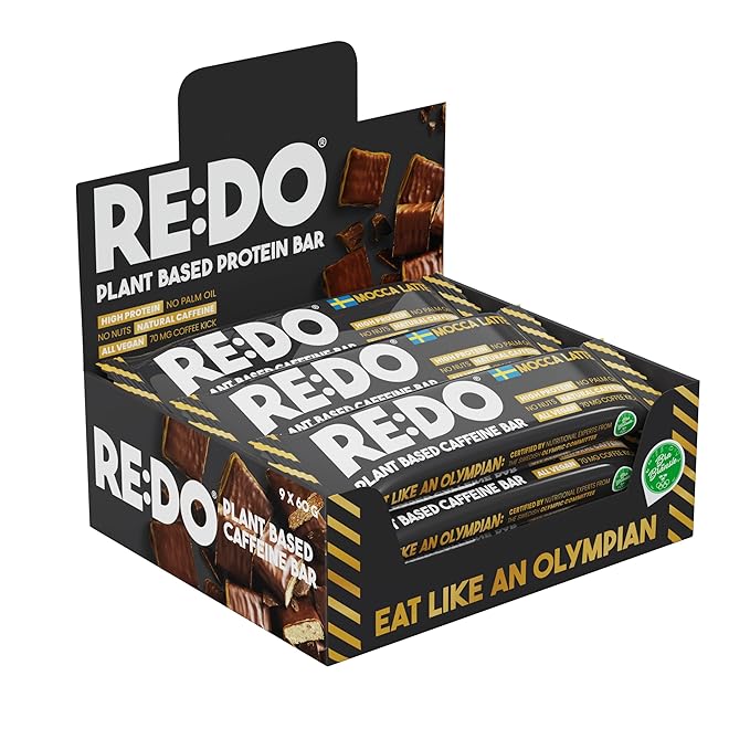Re:Do Plant-Based Mocca Latte Protein Bars (9 Bars) 13g Vegan Protein, Dairy & Nut Free, No Palm Oil