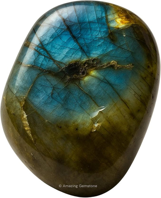 Amazing Gemstone Labradorite Crystals and Healing Stones Tumbled - 1 oz Labradorite Stone Gem Stones, Natural Healing Stones for Energy Balance, Stress Relief - Premium Polished Gems Rocks