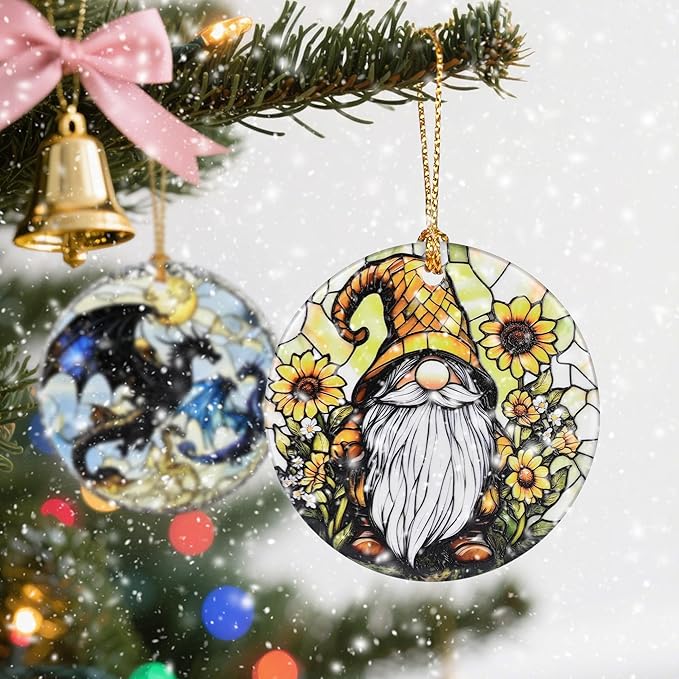 Christmas Ornament, Christmas Decoration, Ceramic-Style Gnome Ornament, Heirloom Keepsakes, Holiday Ornaments, Holiday Presents, Unique Xmas Gifts, Gift Exchange Ornaments, Gift Idea