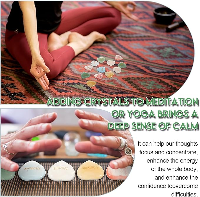 Fabbay 30 Pcs Heart Inspirational Stones, Good Gifts for Encouragement Heart Stones with 30 Different Words, Engraved Worry Rocks Bulk As Meditation Decorations, Party Gifts for Friends (1.2 Inch)