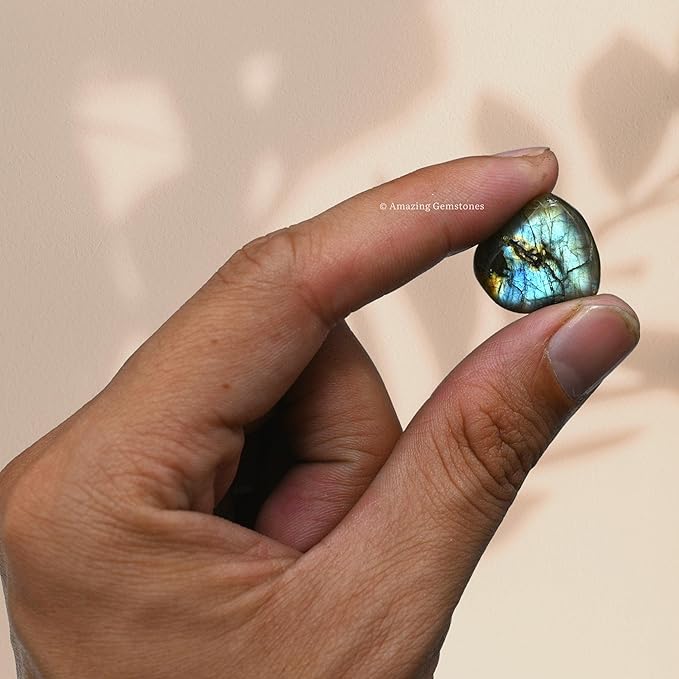 Amazing Gemstone Labradorite Crystals and Healing Stones Tumbled - 1 oz Labradorite Stone Gem Stones, Natural Healing Stones for Energy Balance, Stress Relief - Premium Polished Gems Rocks