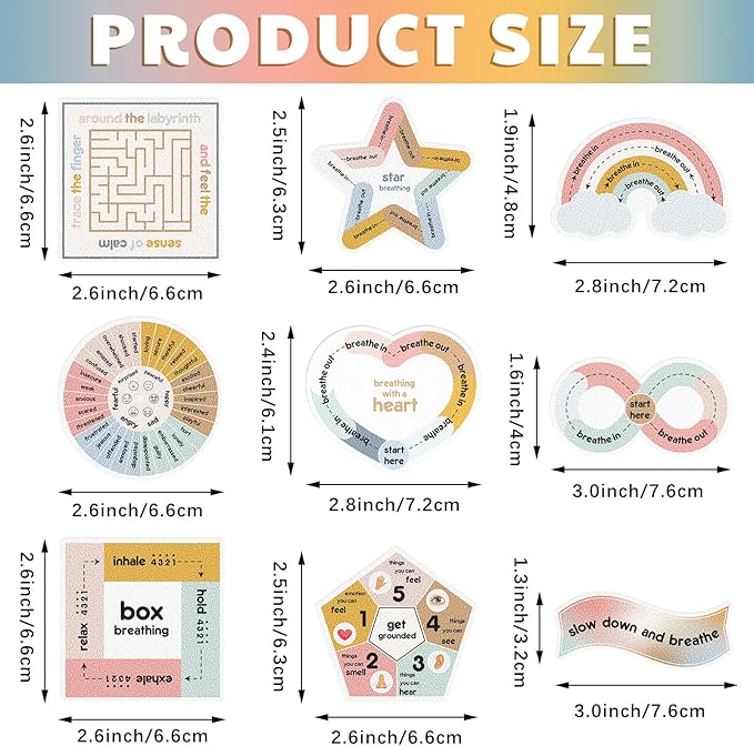 Libima 72 Pieces Anxiety Sensory Stickers Textured Stickers Fidget Mindfulness Sticker School Counselor Supplies Adult Sensory Items Anxiety Relief, 9 Styles(Morandi Color)