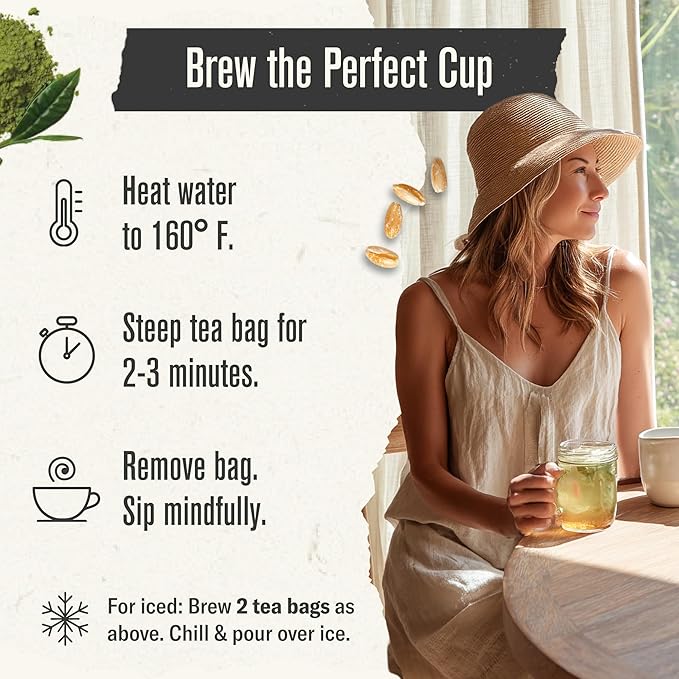 Numi Organic Tea Matcha Toasted Rice, 100 Count Box of Tea Bags, Green Tea (Packaging May Vary)