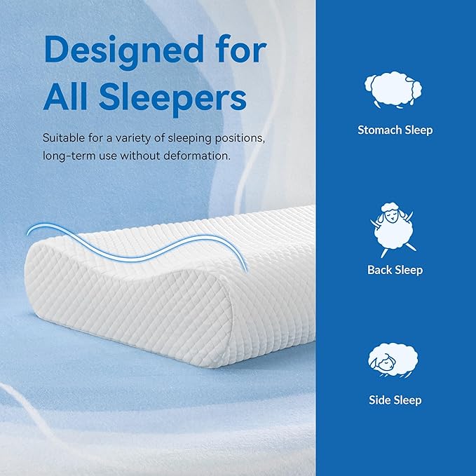 AM AEROMAX 32" King Size Contour Memory Foam Pillow, Cervical Pillow for Neck Pain Relief, Neck Orthopedic Sleeping Pillows for Side, Back and Stomach Sleepers
