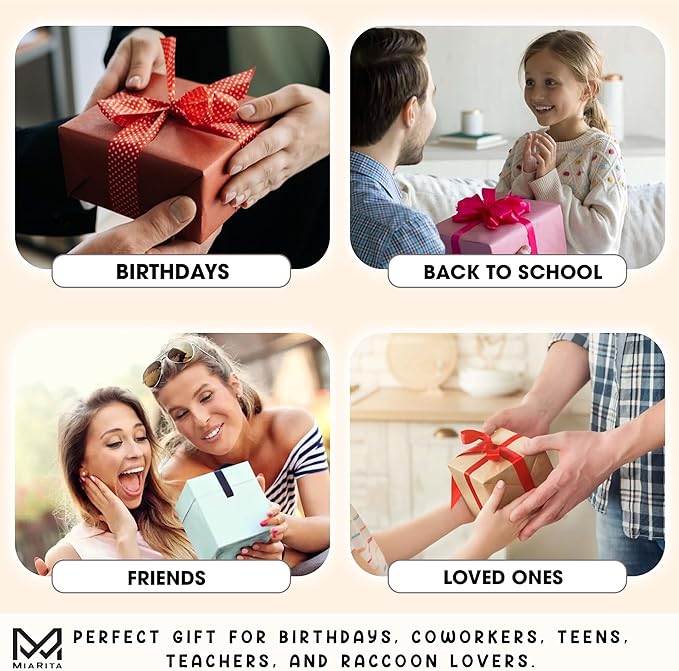 Positive Raccoon Jar – 60 Positive Affirmation Cards for Women, Mindfulness Cards, Stress Relief & Self Care Gifts for Women, Teen Girl, Birthday Gift for Her, Friendship Gift, Raccoon Gifts