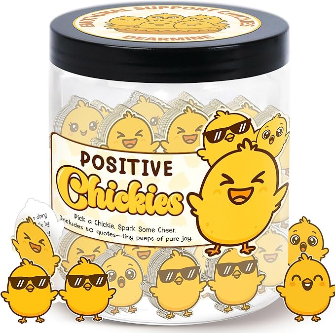 60 Positive Chick Cards Jar, Affirmation Cards for Women, Teens, Emotional Support Chickies, Chicken Gift, Chicken Gifts for Women, Funny Chicken Gift, Chicken Stuff, Chicken Lady Gifts