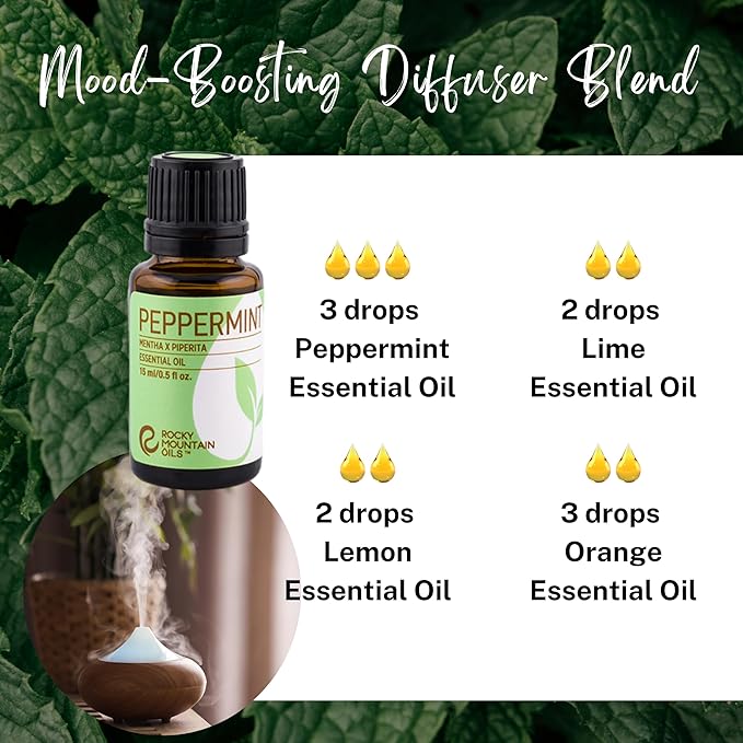 Rocky Mountain Oils Peppermint Essential Oil - Natural Aromatherapy Essential Oils for Diffusers, Topical, and Home - 15ml