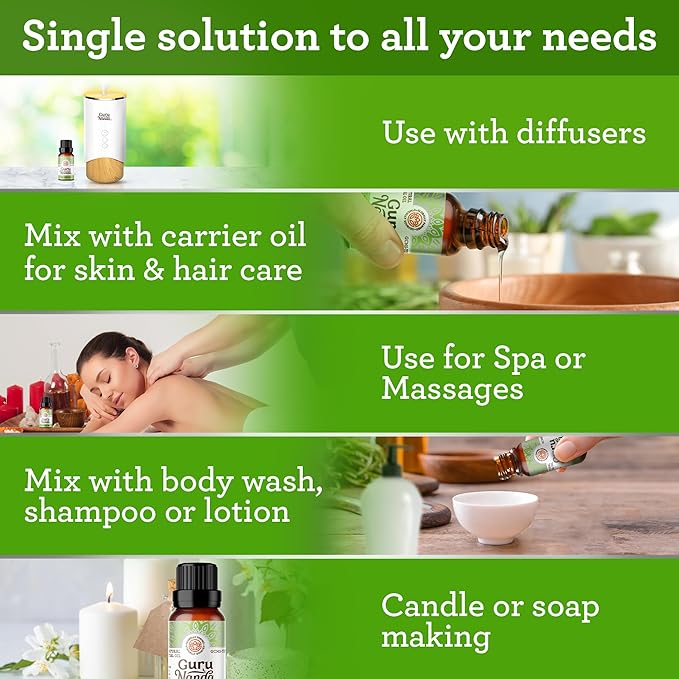 GuruNanda Tea Tree Essential Oil (2x0.5 Fl Oz) - 100% Pure, Undiluted Aromatherapy Oil for Diffusers, Massage, DIY Recipes, Helps in Skin & Hair Care