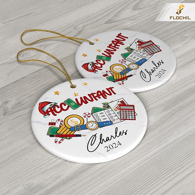 FLOCHIL Personalized Accountant Ornaments for Christmas Tree, Custom Accountant Christmas Ornament with Name, Gifts for Christmas