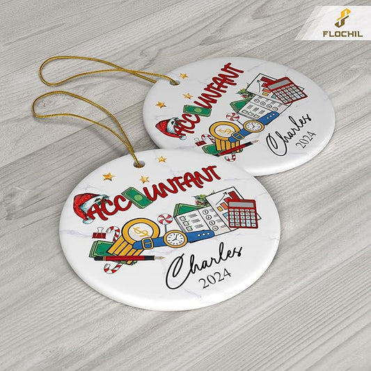FLOCHIL Personalized Accountant Ornaments for Christmas Tree, Custom Accountant Christmas Ornament with Name, Gifts for Christmas