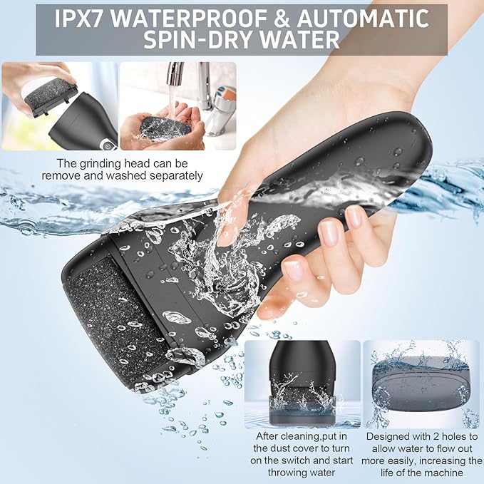Electric Callus Remover for Feet,Rechargeable Electronic Foot File Pedicure Tools,Professional Waterproof Foot Scrubber File,Portable Pedi Feet Care for Cracked Heels &Dead Skin with LCD Display