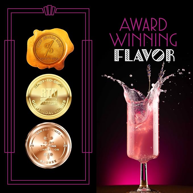 Blind Tiger Lavender French 75 4-pack – Premium Light Floral & Citrus Sparkling Non-Alcoholic Cocktail - Award-Winning Crafted Elegance - Ready to Drink or Mix - 8.4oz Per Can