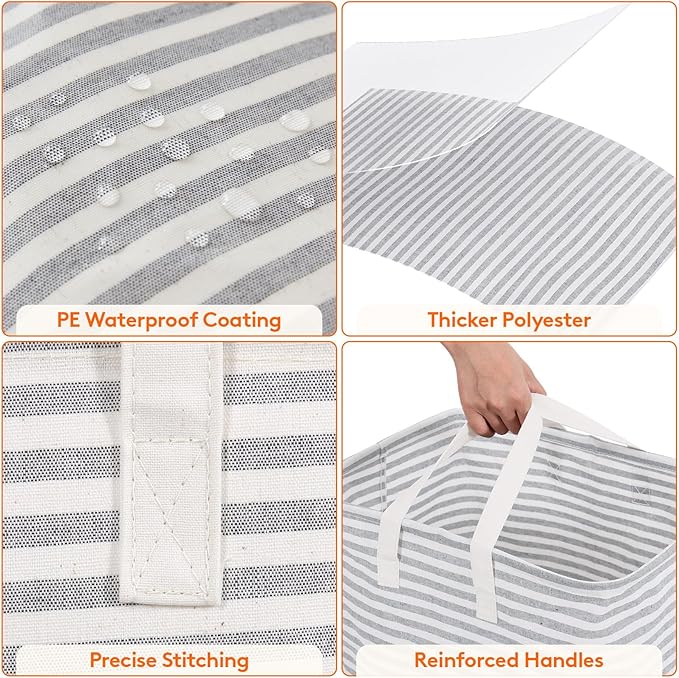 Lifewit Laundry Hamper Large Collapsible Laundry Baskets, Freestanding Waterproof Clothes Hamper with Easy Carry Handles in Laundry Room Bedroom Bathroom College Dorm for Adults, Gray, 65L