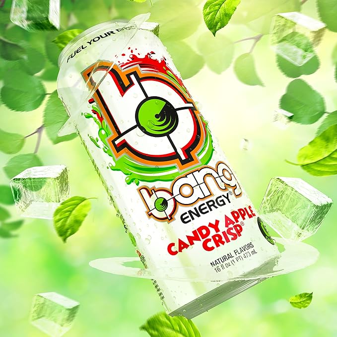 Bang Candy Apple Crisp Energy Drink, 0 Calories, Sugar Free, 16 Fl Oz (Pack of 12)