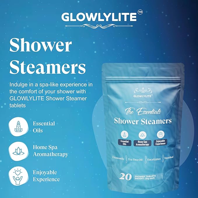 Shower Steamers Aromatherapy | 20 Pack Shower Steamers for Women & Men, Essential Oils for Stress Relief, Self Care, Gifts for Mom, Birthday, Stocking Stuffers & Christmas (Blue)