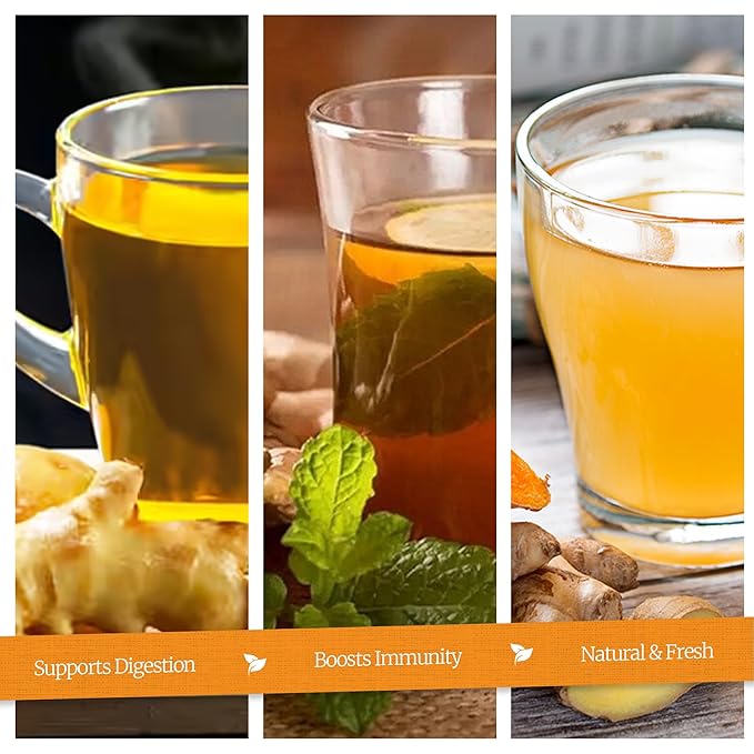 50 PACK Ginger-Turmeric Tea Bags – Individual Wrapped Tea Bags – All Natural Herbal Tea | Caffeine Free | No Preservatives, No Sugar – Great For All Seasons