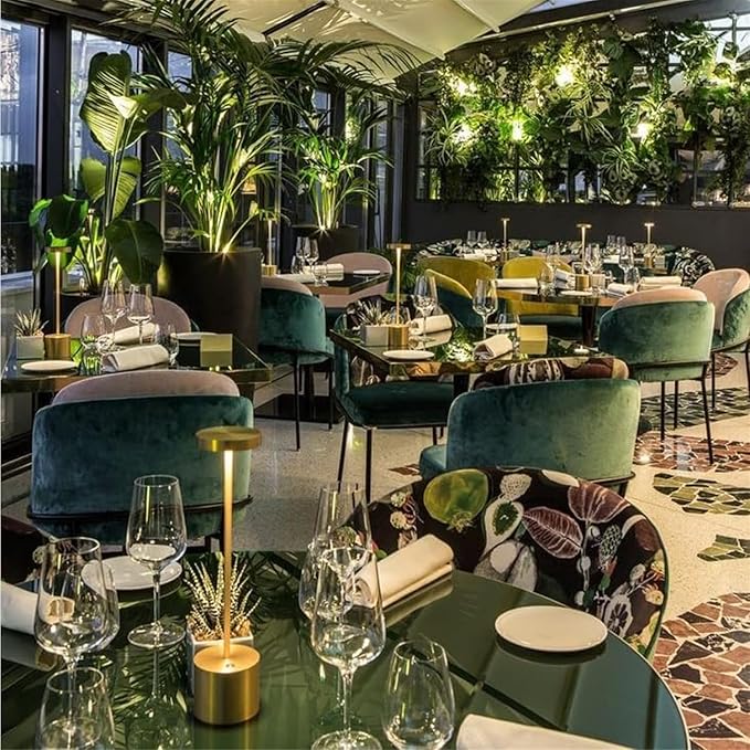 2 Pack LED Cordless Table Lamps, 3 Color Stepless Dimming Battery Powered Lamp, Portable Rechargeable Table Lamp for Dinner/Bars/Patio/Restaurant/Bedroom (Gold)