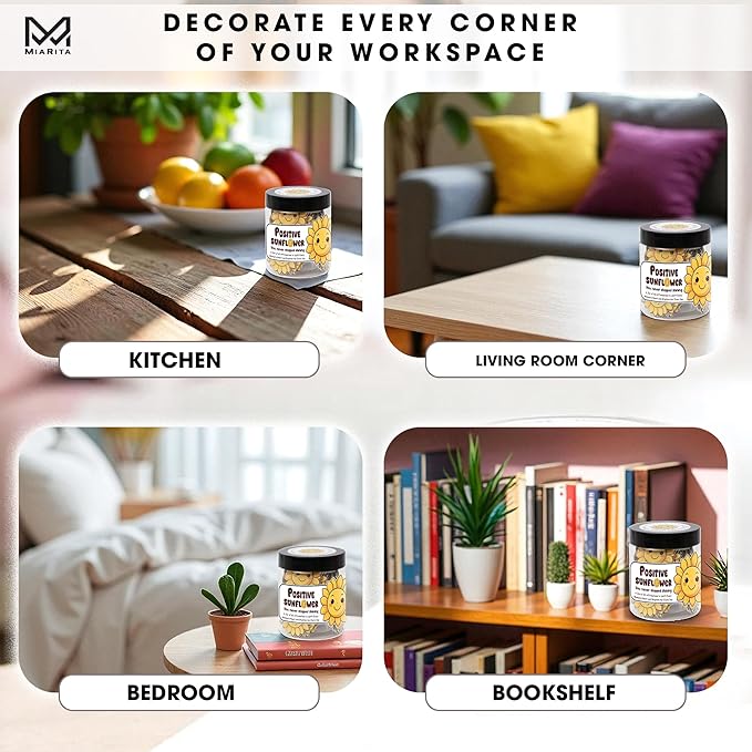 Positive Sunflower Jar, 60 Affirmation Cards for Women, Spiritual Gifts for Women, Wife, Mom, Friends, Sunflower Gift, Inspirational Gifts for Coworker, Boss, White Elephant Gift Ideas