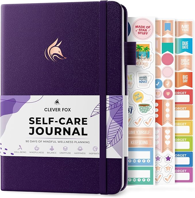 Clever Fox Self-Care Journal – Daily Reflection Notebook – Mental Health & Personal Development Planner, Meditation & Mood Log, A5 (Purple)