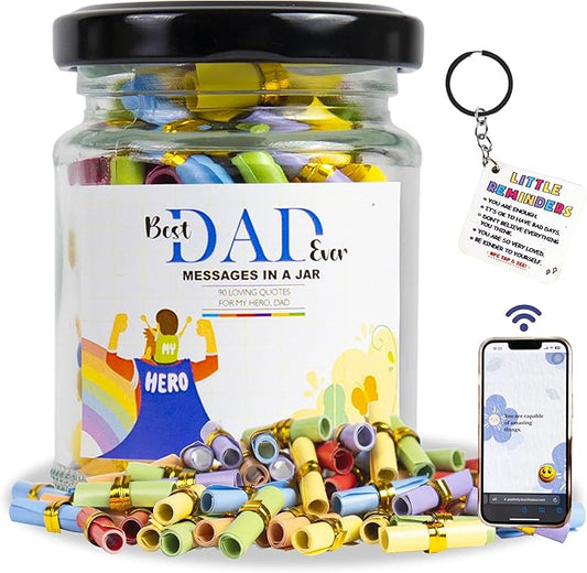 90 Messages in a Jar for Dad with NFC Keychain, Dad Birthday Gift, Gifts for Dad, Christmas Gifts for Dad, Dad Gifts from Daughter, Best Dad Ever Gifts, Dad Gifts