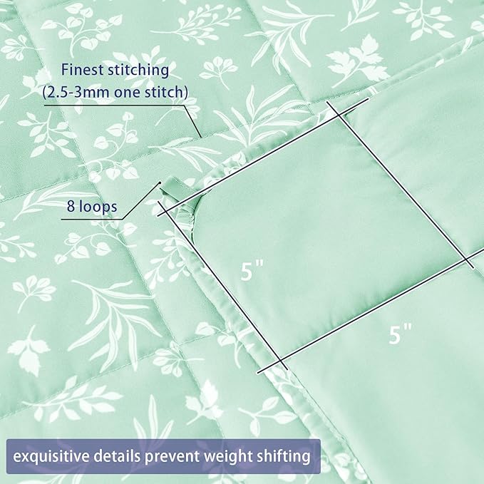 25 lbs Weighted Blanket Queen Size for Adults (60”x 80”, Cyan) Cooling Heavy Blanket for Sleeping Perfect for 240-260 lbs, Winter Thick Breathable Blanket with Premium Glass Bead, Machine Washable